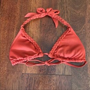 Topshop Halter bikini top in coral